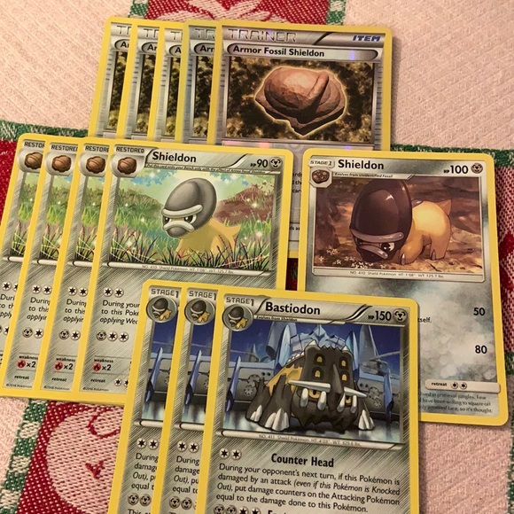 Pokemon TCG Shieldon/Badtiodon/Armor Fossil Trainer Bundle (13 Cards) - Picture 1 of 14